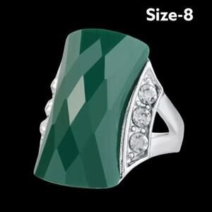 Ring Size 8 Vintage Jewelry Rings For Women Tibetan Alloy Silver Plated Green Ri